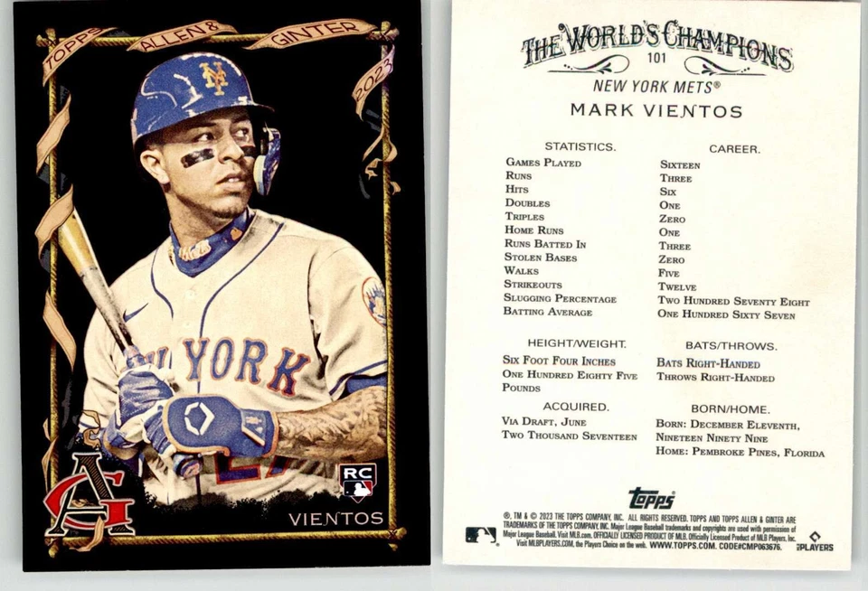 Mark Vientos 2023 Topps Allen & Ginter X #101 Mets RC Rookie - Image 1 of 1