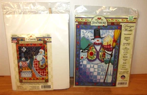 Lot 2 Jim Shore Design Works  Winter Sequin Banner Kit "Winter Magic & Snowman" - Picture 1 of 8