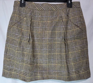 J Crew Skirt Womens 8 Brown Plaid Wool Pleated Lined Classic Career Workwear - Picture 1 of 2