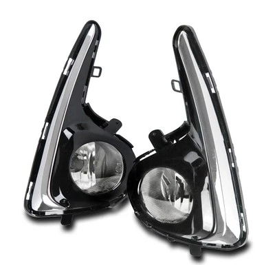 FOR 2018 2019 TOYOTA YARIS HATCHBACK FRONT BUMPER CHROME FOG LIGHT+BEZEL+HARNESS - Image 1 of 4