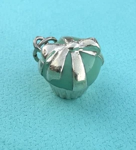 Tiffany Co Blue Enamel Silver Cupcake Charm Pendant For Necklace & Bracelet READ - Picture 1 of 18