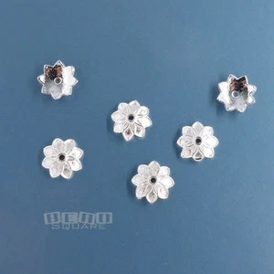 6 tapas espaciadoras de cuentas florales con textura de 8 pétalos de plata de ley maciza 7 mm #33873 - Imagen 1 de 3