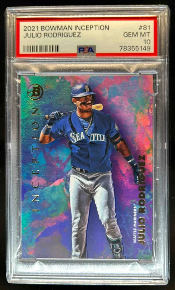 2021 Bowman Inception Julio Rodriguez Rookie RC #81 Mariners PSA 10 - Image 1 of 2