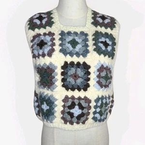 Handarbeit gehäkelt Granny Square Pullover Weste mehrfarbig Damen Boho Hippie - Bild 1 von 4