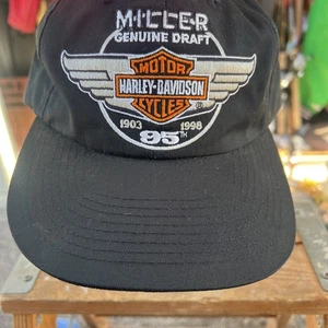 Vintage 1998 Harley Davidson Miller Genuine Draft Hats Motorcycle Cap One Size - Picture 1 of 6