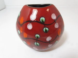 Poole Pottery Red Abstract Floral Vase By Nicola Massarella - Picture 1 of 4
