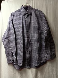 Camisa para hombre Alan River púrpura smsll a cuadros manga larga con botones 100 % algodón - Imagen 1 de 6