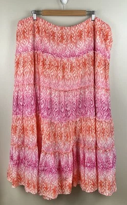 Lauren Ralph Womens Tiered Peasant Maxi Skirt Multicolor Cottage Core 4XL ? - Image 1 of 4