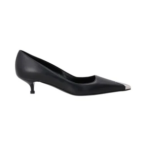 Alexander McQueen Ladies Court Shoes Leather Black Pointed Toe Kitten Heel EU 36 - Picture 1 of 10