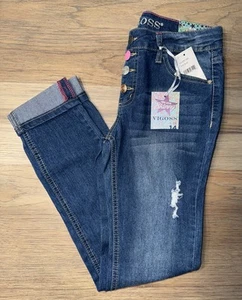 NWT Girls Studio V by Vigoss Snap Fly Skinny Leg Adjustable Waist Jeans Size 14 - Picture 1 of 4