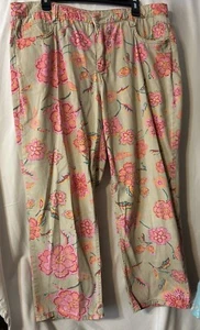 Jones New York Pants Womens Soho Ankle Pink Floral Khaki Plus Size 16W (P17) - Picture 1 of 7