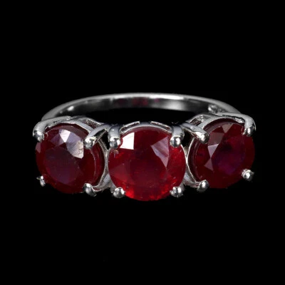 925 Sterling Silver Ring Round Ruby 7mm Natural Gemstone jewelry Size 8 - Image 1 of 4