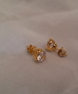 Certified Round 0.50 Carat Lab Grown Diamond Earring 14K Yellow Gold Womens Stud - Imagen 1 de 9