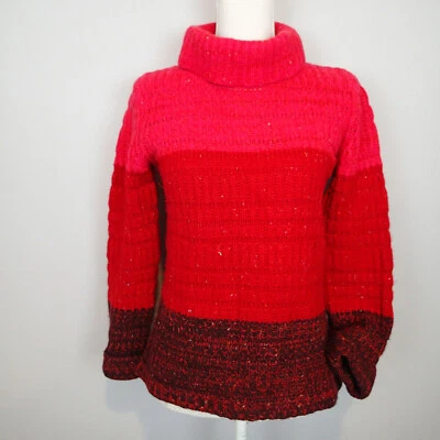 A. Giannetti 2-Ply 100% Cashmere Red Pink Rib Knit Cowl Neck Sweater S turtlenec - Image 1 of 4
