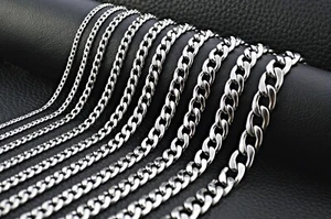 Edelstahlkette Panzerkette Halskette Armband Silber Herren Damen Modeschmuck - Bild 1 von 15