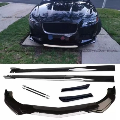 For Jaguar F-Type XE XF Front Bumper Lip Spoiler 86" Side Skirt Black White Foto 1 de 4