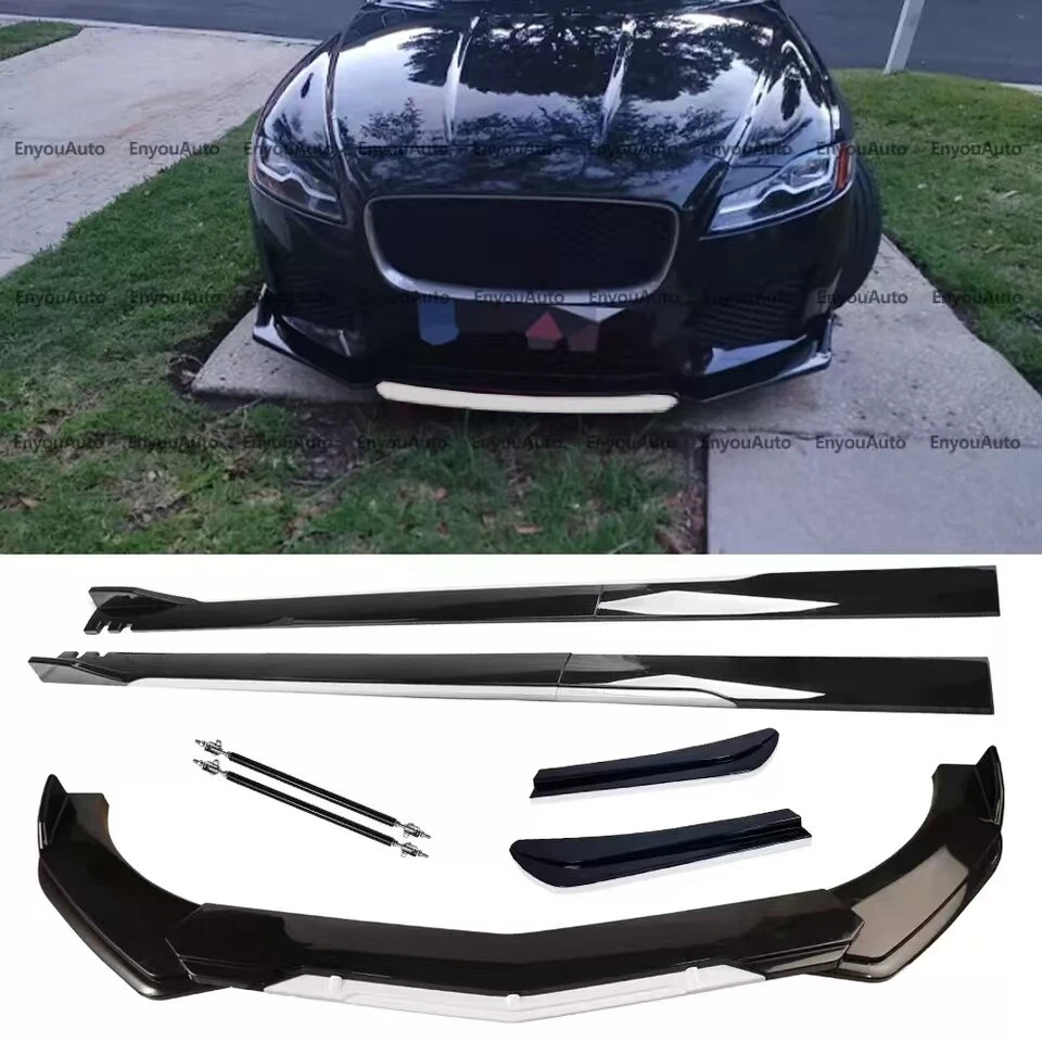 For Jaguar F-Type XE XF Front Bumper Lip Spoiler 86" Side Skirt Black White Foto 1 de 4