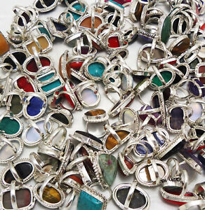 Turquoise & Mixed Gemstone Wholesale Lots 100pc 925 Sterling Silver Ring Lots