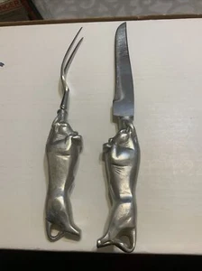 VTG Bruce Fox Curving Set Knife Fork Hand Forged Chrome Steel Solingen Germany - Picture 1 of 15