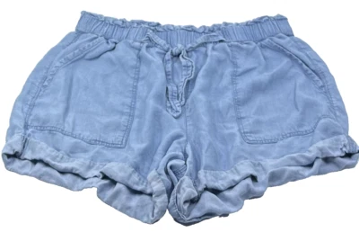 Aerie Light Blue High Waist Paperbag Shorts Tie Belt Women's Size Medium M - Image 1 of 4
