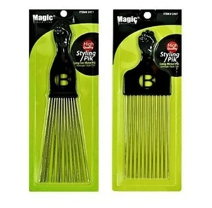 2pcs Detangle Metal Pastic Lift Hair Pick Piks Comb Braid Hair Afro Long Big - Picture 1 of 3
