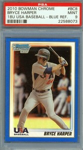 2010 Bowman Chrome Bryce Harper Blue Refractor /250 PSA 9 Mint RC Phillies