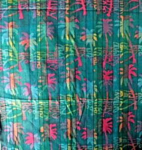 5.5 yards yd x42" fine cotton PALM TREE sewing quilting fabric green pink Ethnic - Picture 1 of 4