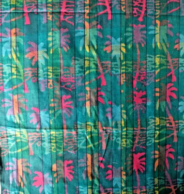 5.5 yards yd x42" fine cotton PALM TREE sewing quilting fabric green pink Ethnic - Image 1 of 4