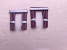 2 plum coloured dolls house curtains 3.5” x 4”