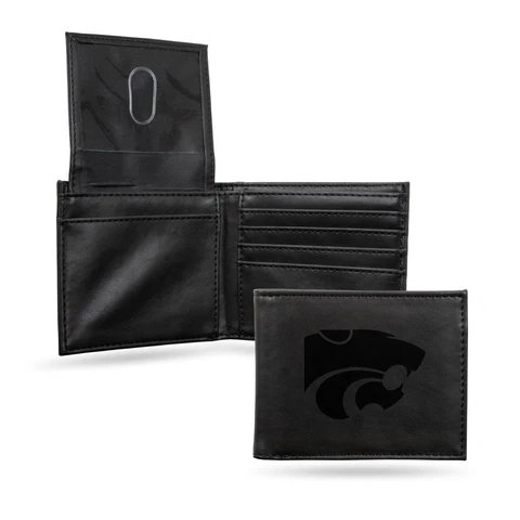 Kansas State K-State Wildcats Laser Engraved Black Billfold Wallet Cover
