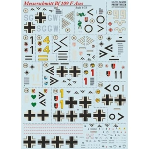 Print Scale 72-254 Waterslide Decal for airplane 1:72 Messerschmitt BF-109F Aces - Picture 1 of 24