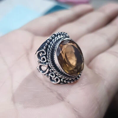 Anello da uomo e da donna in argento sterling 925 con gemma a taglio ovale... - Immagine 1 di 4