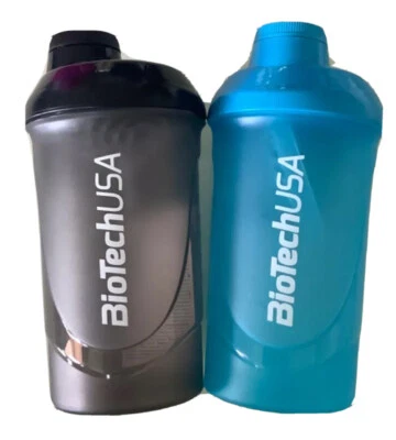BIOTECH USA 2 Eiweiß Shaker BioTech versch.Farben Protein Mixer m.Sieb 600 ml Füllmengenanz
