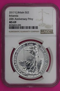 2017 MS 69 Great Britain £2 Britannia 20th Anniversary Privy NGC Graded Slab 891 - Picture 1 of 3