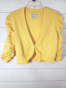 Soft Surroundings Cardigan Women's Sz Lrg 3/4 Sleeve Cropped Butter Yellow  - Picture 1 of 11