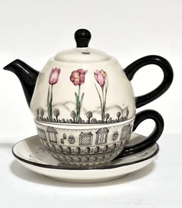 Bombay Co 3 teiliges Teeservice Teekanne mit Deckel Tasse Untertasse Live Love Laugh Tea For One - Bild 1 von 19