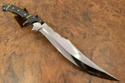 custom handmade high carbon steel 21" hunting bowie knife  handle black micarta  - Image 1 of 4