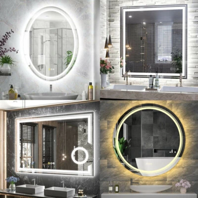 5-Style Smart LED Bathroom Mirror Wall Mounted Dimmable Anti-Fog Makeup Mirror - image 1 of 4