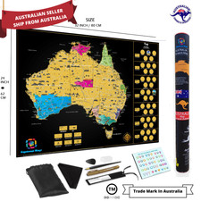 Large Glossy Deluxe Scratch Off Map Of Australia Poster Travel Atlas Decor Tools