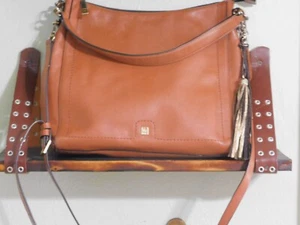 ANTONIO MELANI CAMEL COLORED LEATHER SHOULDER BAG ~ CROSSBODY BAG WITH TASSEL - Picture 1 of 21