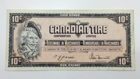 1974 Canadian Tire 10 Cents Circulated Banknote CTC Gas Bar Cash Bonus E145 Cover
