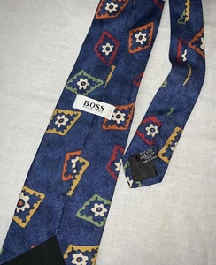 Vintage Hugo Boss Silk Tie -  Geometric/Floral Print  - Picture 1 of 3