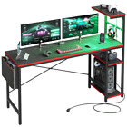 Amaliya 61.3'' W Reversible Computer Desk, Led Gaming Table with Power Outlet, S