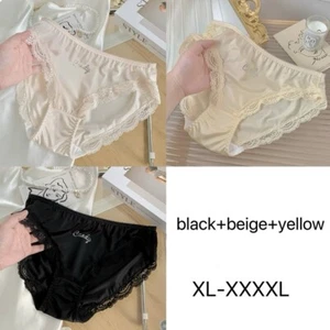 Ladies Sexy Silky Organic Cotton Lace Cheeky Brief 3pc 3colour plus size curve - Picture 1 of 4
