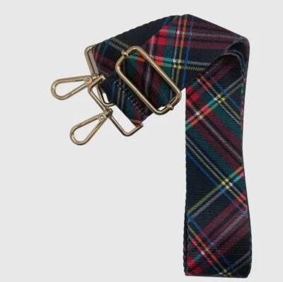 Holiday Black Tartan Plaid Guitar / Bag Strap - 2”, Gold Hardware, Adj. NWT! - Image 1 of 3