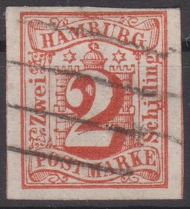 == AD Hamburg Mi. 3 sellos de cuatro trazos, gato. 130 € == - Imagen 1 de 1