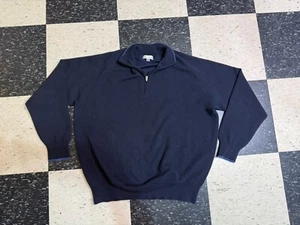Men's Peter Millar 1/2 Zip Long Sleeve Sweater Blue Cashmere Poly Sz L - Picture 1 of 9