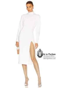WOLFORD x AMINA MUADDI White MIDI Turtleneck Slit Dress - MEDIUM - Picture 1 of 15