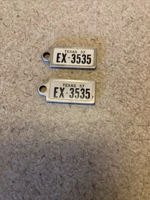 DAV Texas Tags 1957 Keychain License Plates Fob - Image 1 of 4