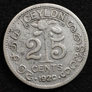 Ceylon 25 Cents 1920, Coin, Silver, Inv#G557 - Picture 1 of 2